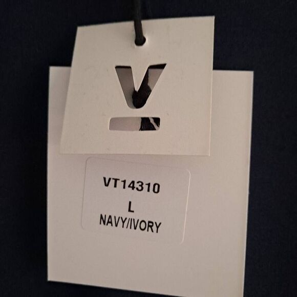 Very J Two Tone Long Sleeve Blouse Navy Ivory Medium - Picture 9 of 9